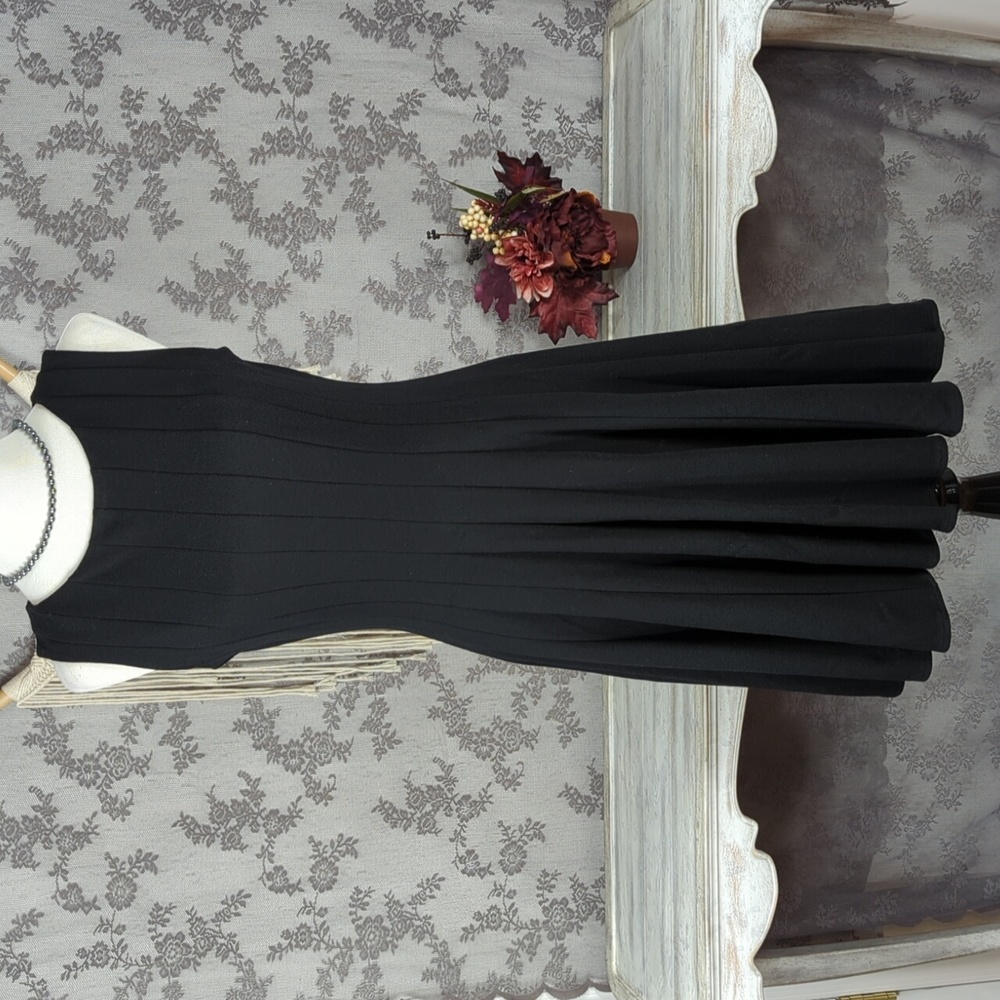 Saks Fifth Avenue black sleeveless pintuck dress